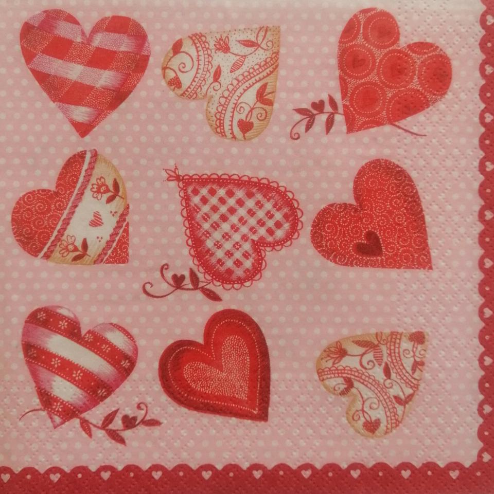 tovaglioli per decoupage cuori arti e grafica busta da 2 pezzi 33x33 cm