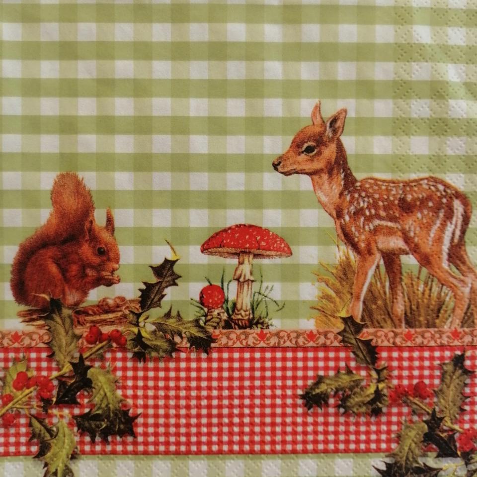 tovaglioli per decoupage scoiattolo e cerbiatto arti e grafica busta da 2 pezzi 25x25cm