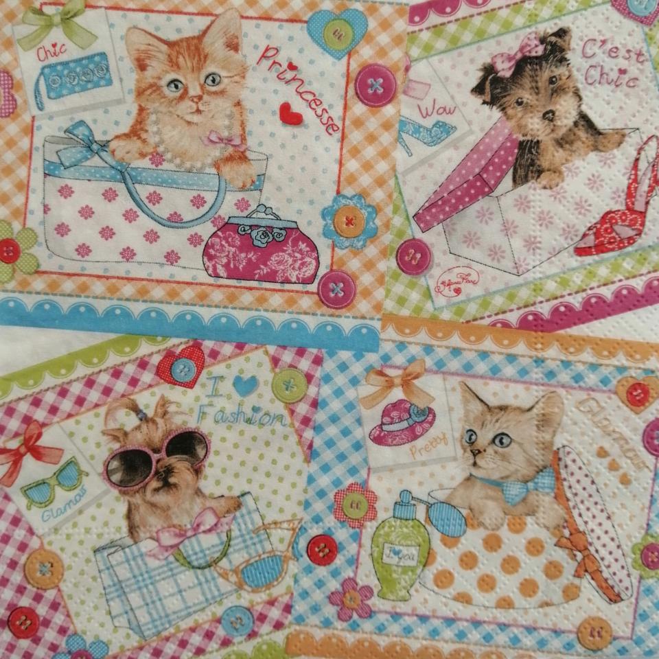 tovaglioli per decoupage cani e gatti in borsa arti e grafica busta da 2 pezzi 30x30