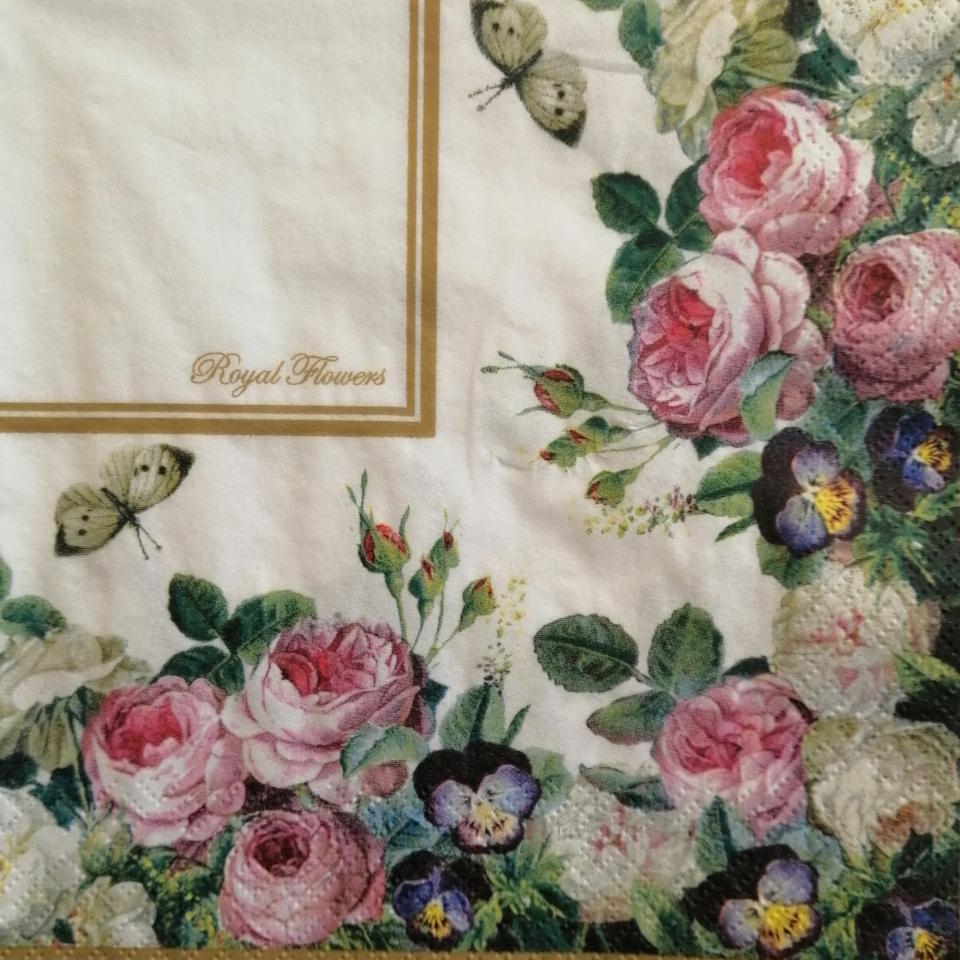 tovaglioli per decoupage bordura di rose arti e grafica busta da 2 pezzi 33 x 33 cm
