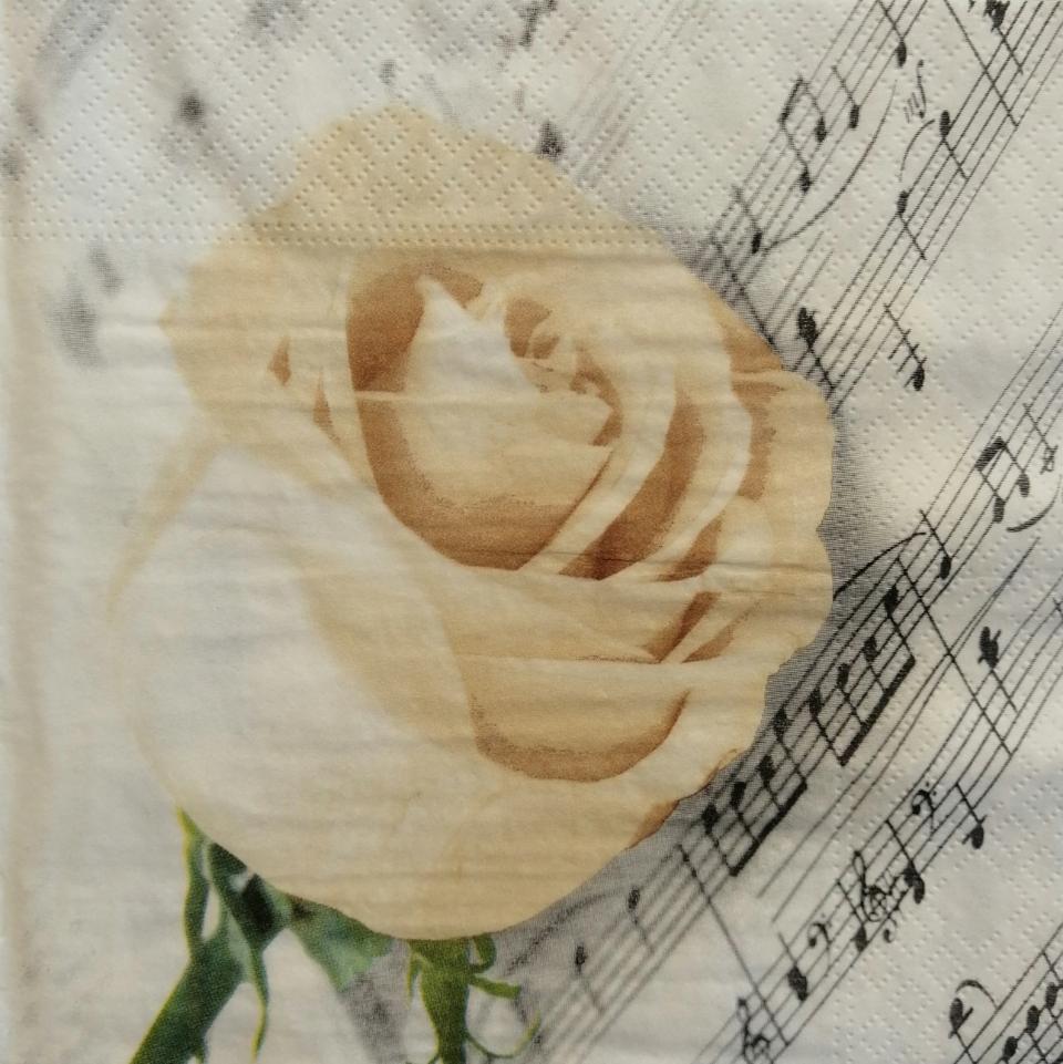 tovaglioli per decoupage  rose e note musicali arti e grafica busta da 2 pezzi 33 x 33 cm