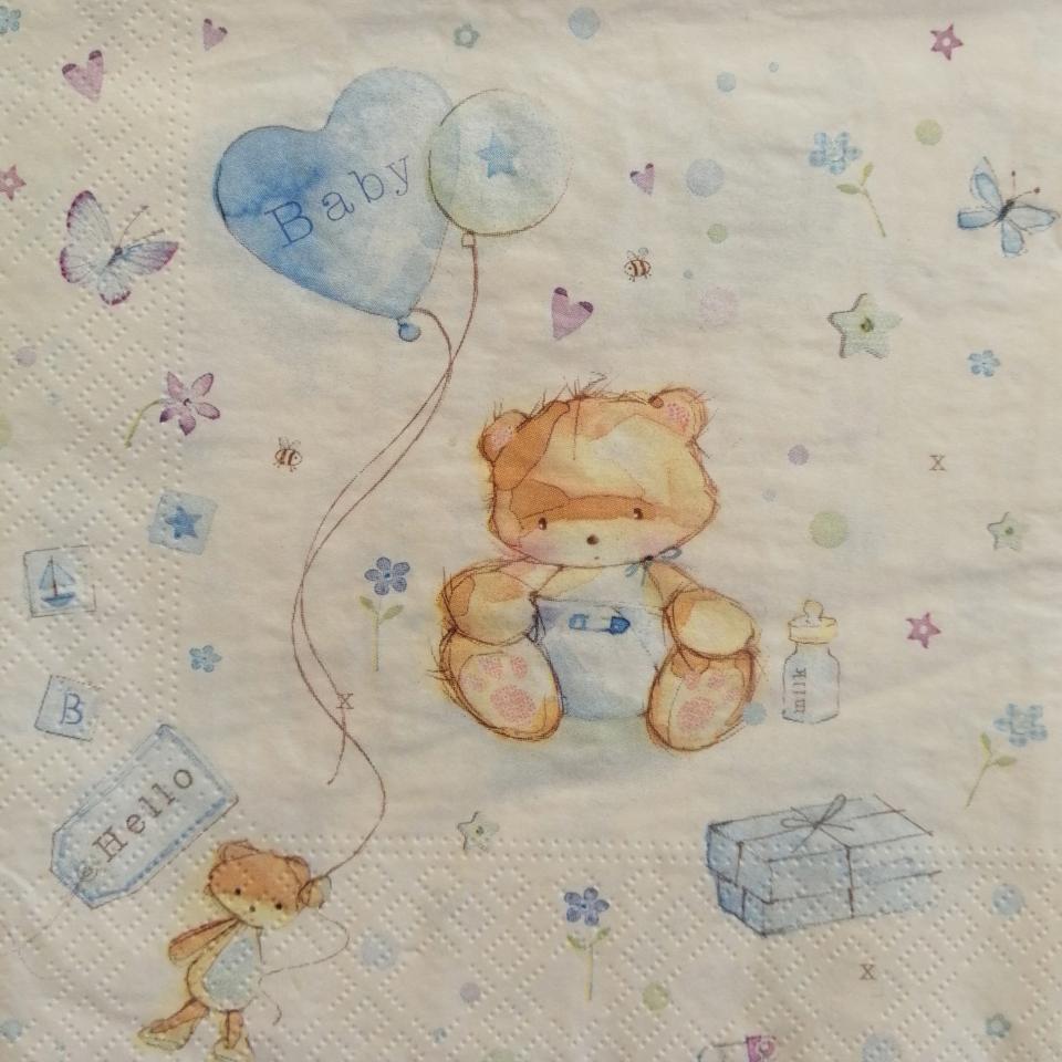 tovaglioli per decoupage orsetti baby arti e grafica busta da 2 pezzi 33 x 33 cm