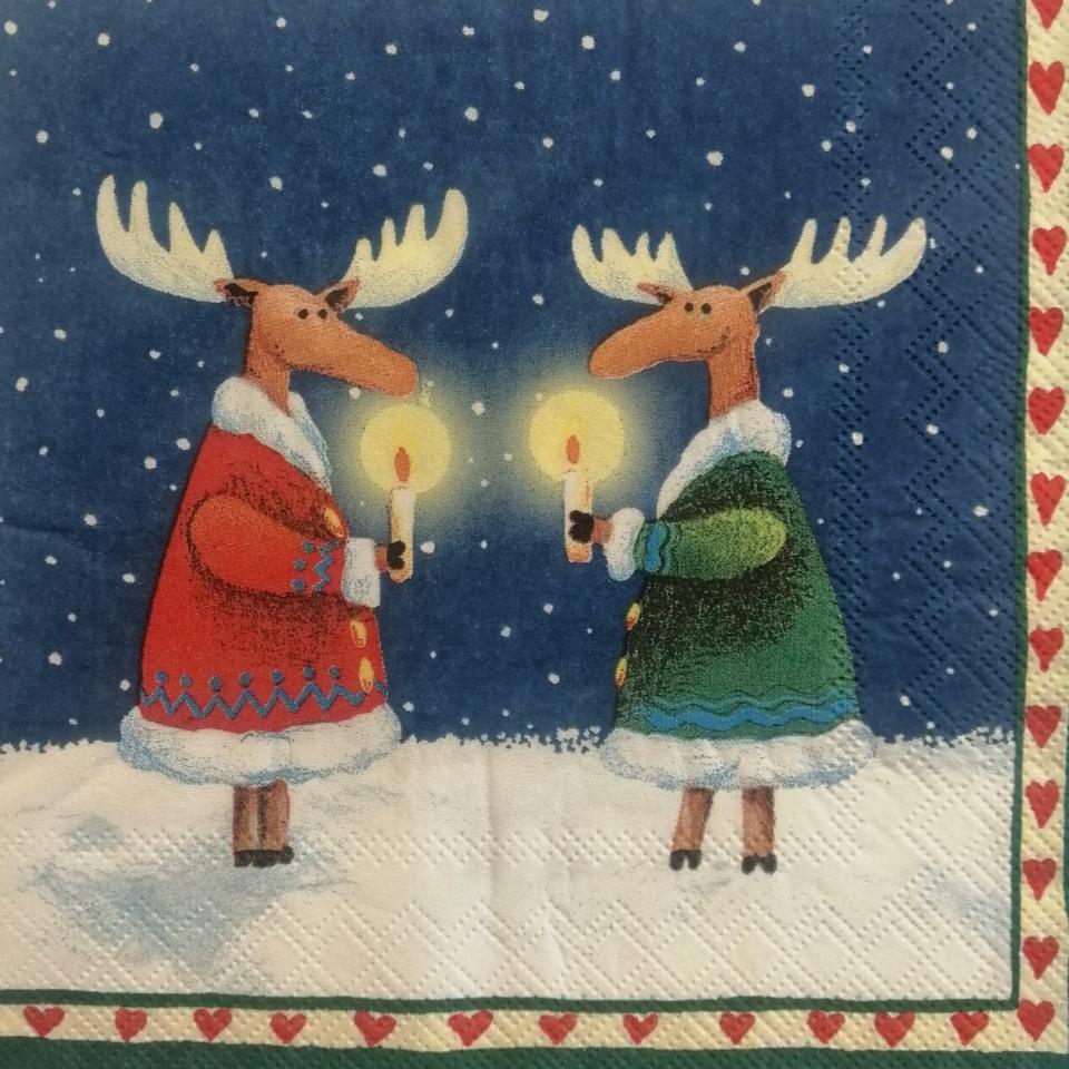 tovaglioli per decoupage natalizio renne con candele arti e grafica busta da 2 pezzi 33x33