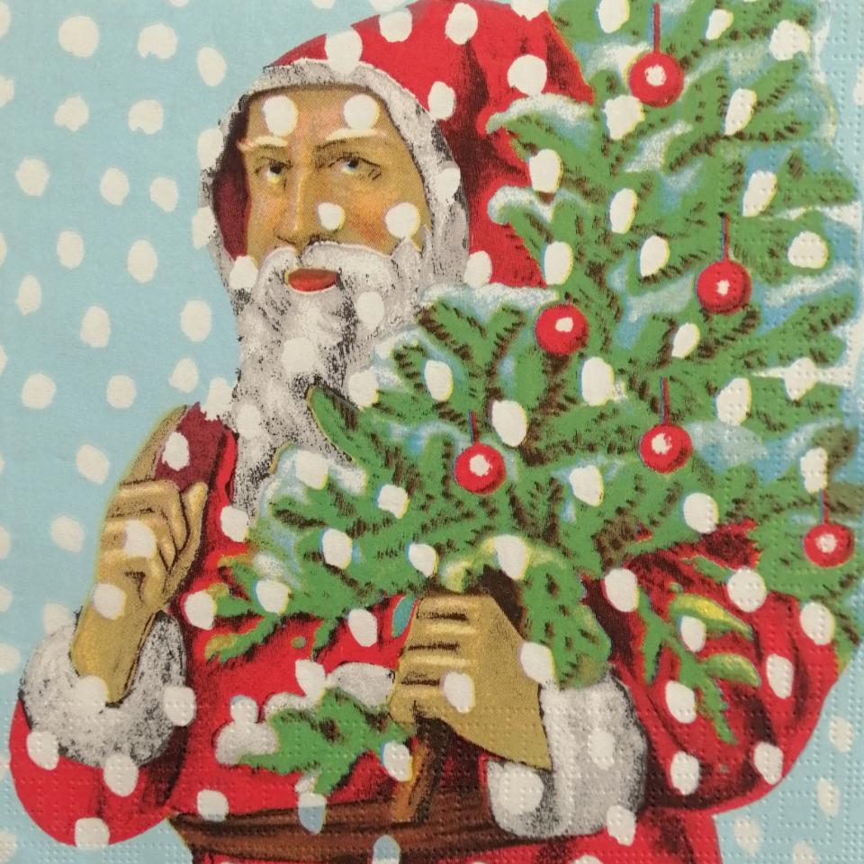 tovaglioli per decoupage babbo natale con albero arti e grafica busta da 2 pezzi 33x33
