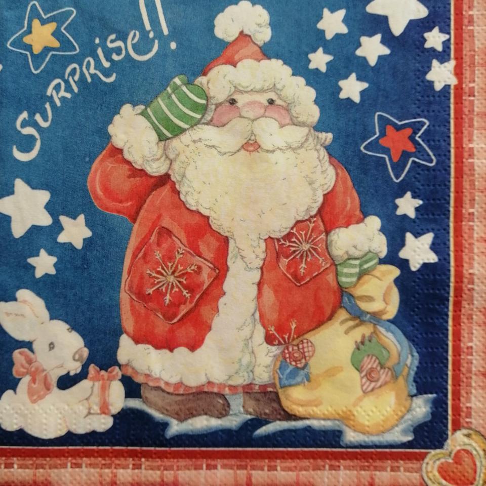 tovaglioli per decoupage natalizio  babbo natale arti e grafica busta da 2 pezzi 33x33