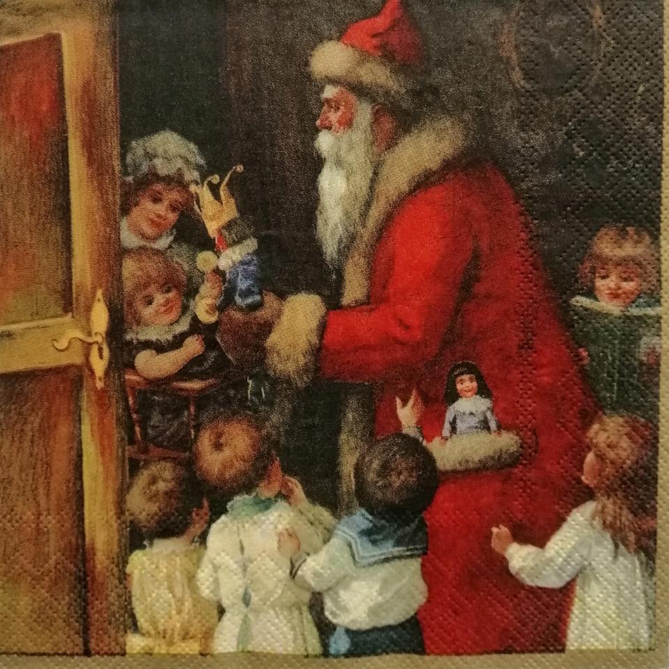 tovaglioli per decoupage bimbi con babbo natale arti e grafica busta da 2 pezzi 33x33