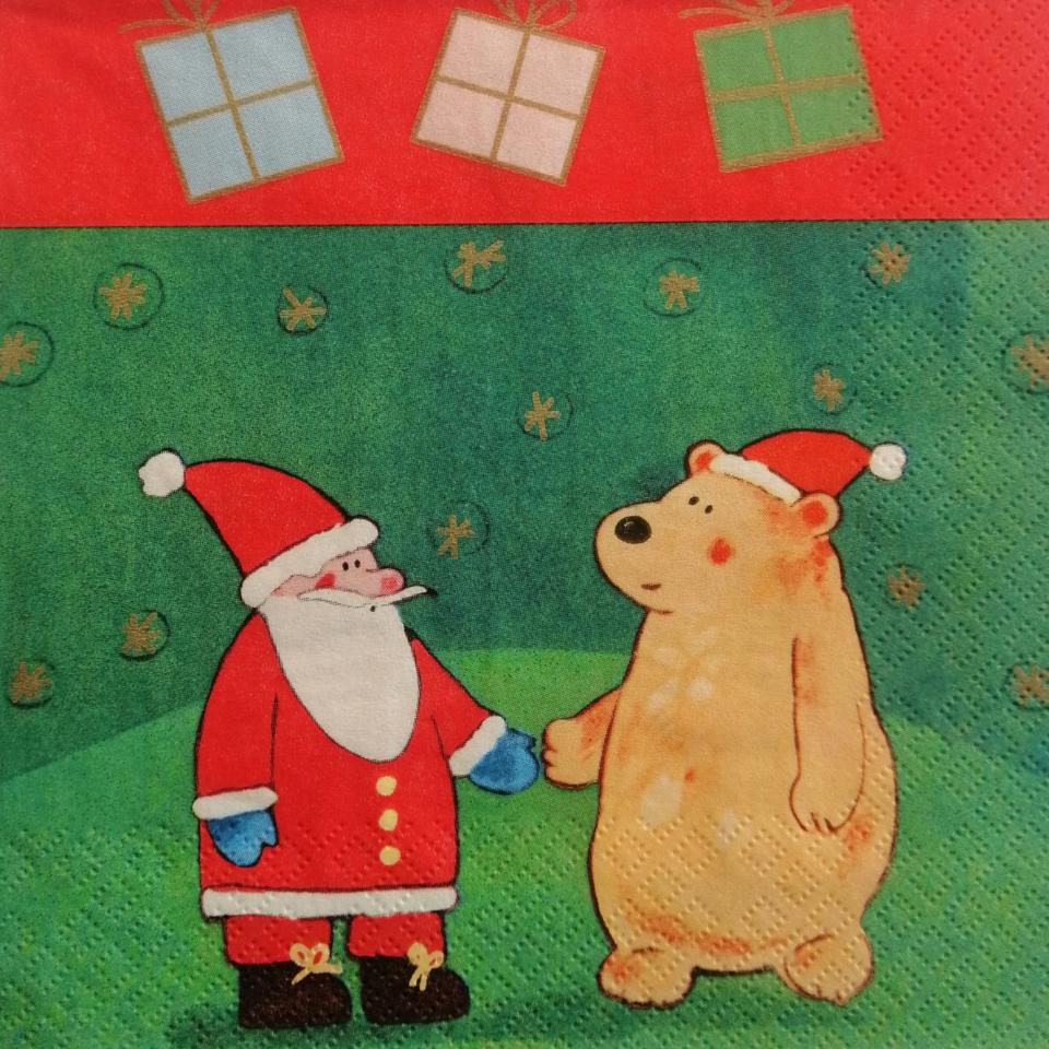 tovaglioli per decoupage orso  e babbo natale arti e grafica busta da 2 pezzi 33x33