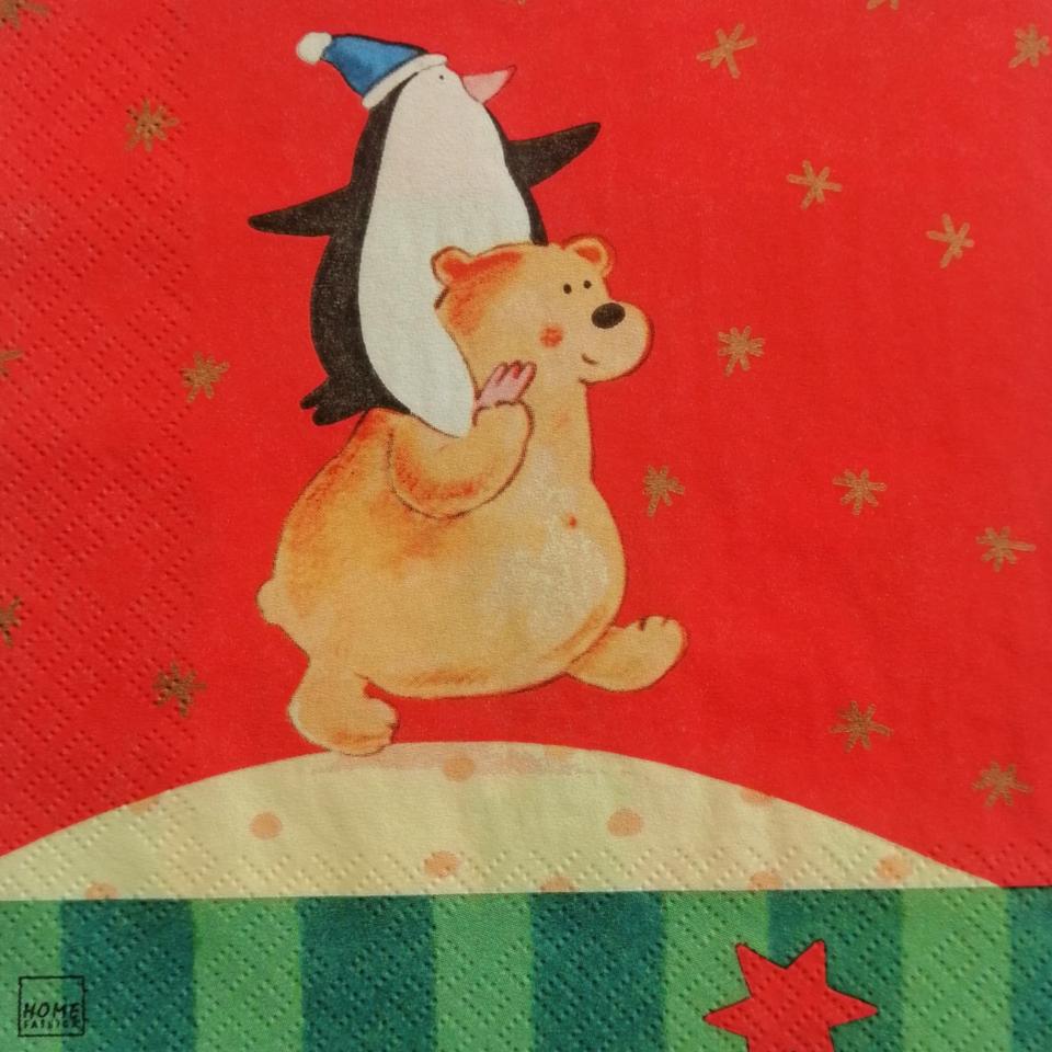 tovaglioli per decoupage orso  e babbo natale arti e grafica busta da 2 pezzi 33x33