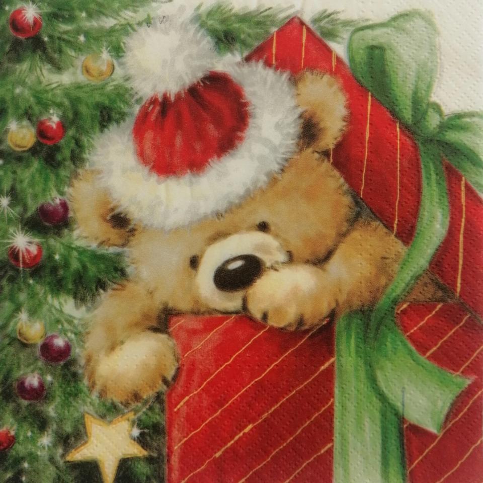tovaglioli per decoupage orsetto sotto l'albero arti e grafica busta da 2 pezzi 33x33