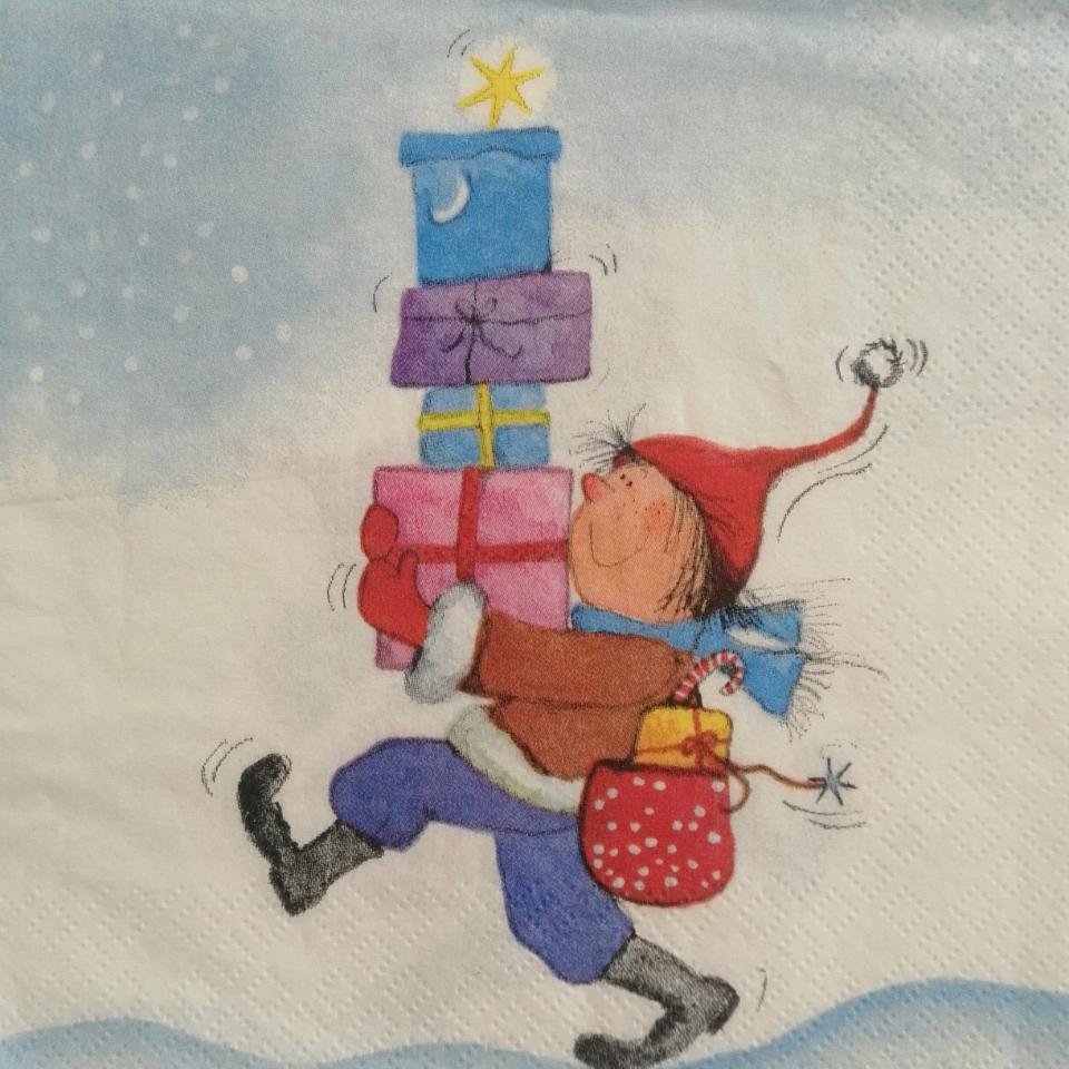 tovaglioli per decoupage ragazzo con doni arti e grafica busta da 2 pezzi 33x33