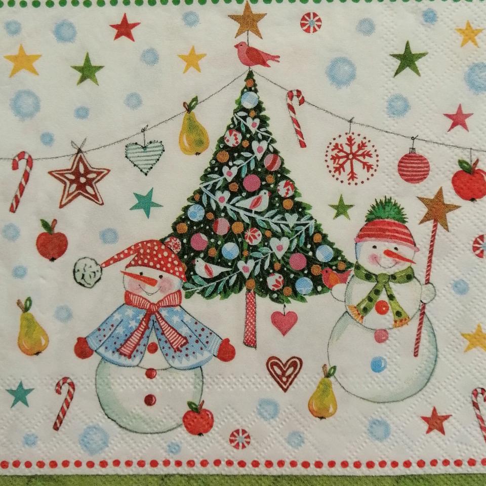 tovaglioli per  decoupage albero di natale  e pupazzi di neve arti e grafica busta da 2 pezzi 33x33