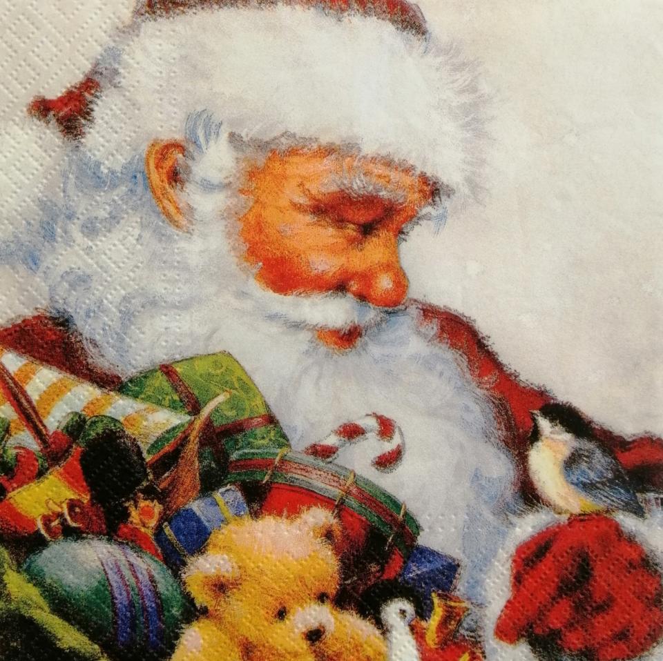 tovaglioli per  decoupage babbo natale con doni arti e grafica busta da 2 pezzi 33x33