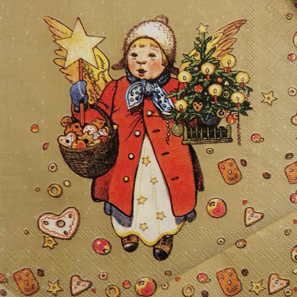 tovaglioli per  decoupage angelo natalizio arti e grafica busta da 2 pezzi 33x33
