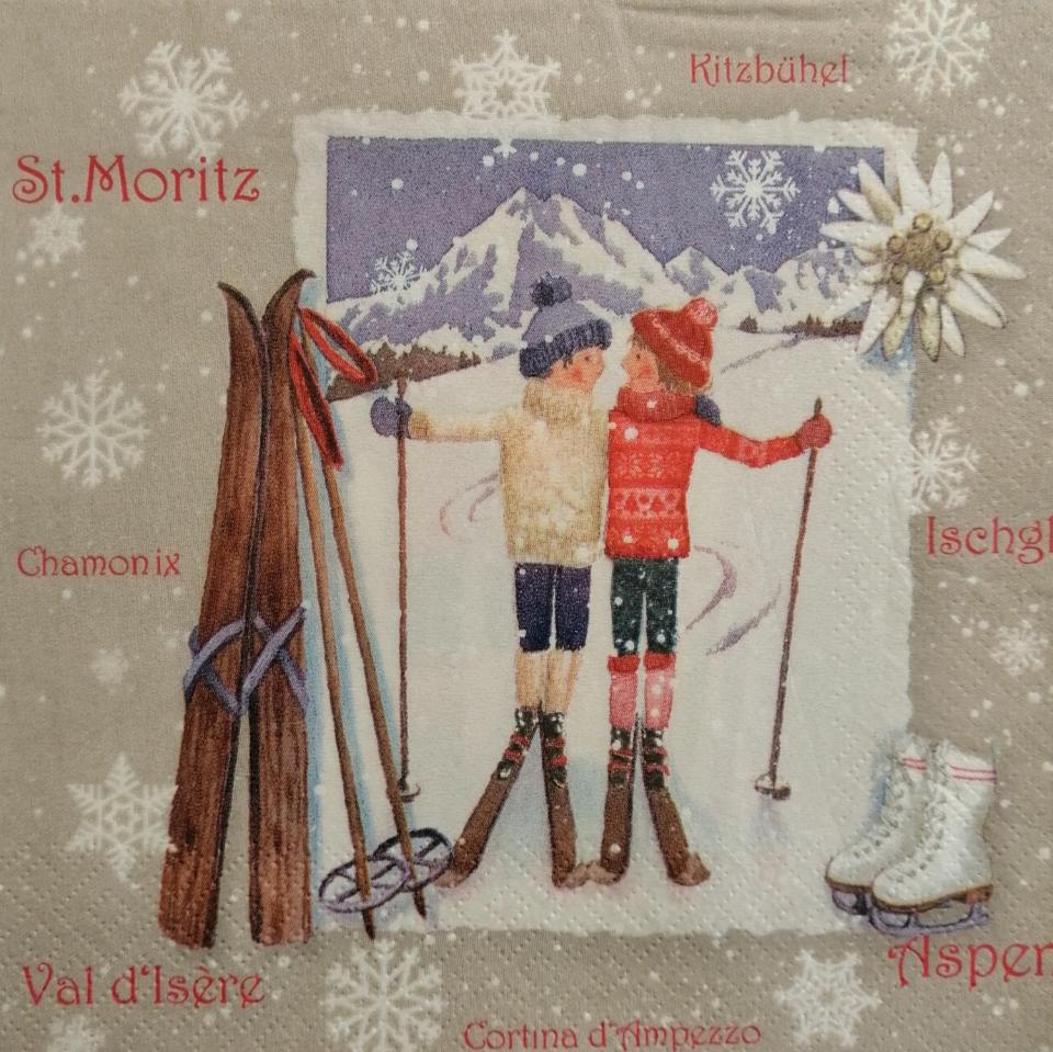 tovaglioli per  decoupage  innamorati sulla neve arti e grafica busta da 2 pezzi 33x33