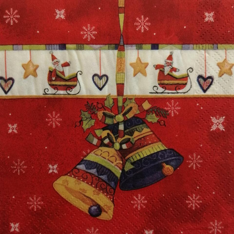 tovaglioli per decoupage  campane natalizie arti e grafica busta da 2 pezzi 25x25