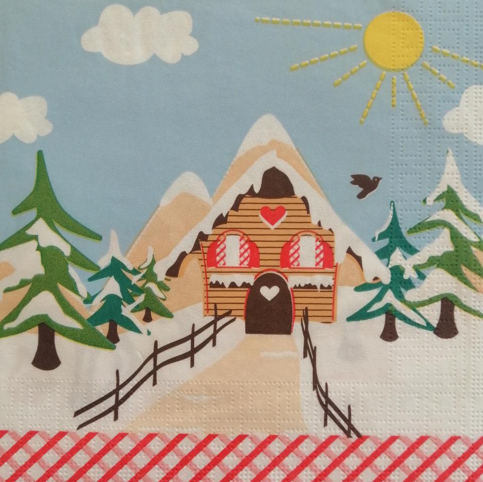 tovaglioli per  decoupage casa in montagna arti e grafica busta da 2 pezzi 33x33