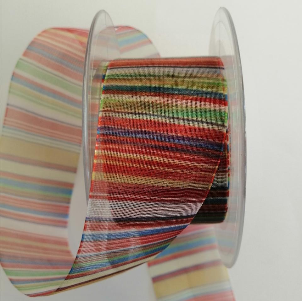 nastro al metro  organza effetto arcobaleno Stafil 40 mm per 1 mt