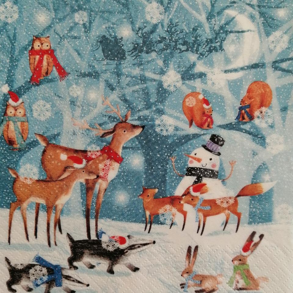 tovaglioli per decoupage natalizio animali del bosco arti e grafica busta da 2 pezzi 33x33