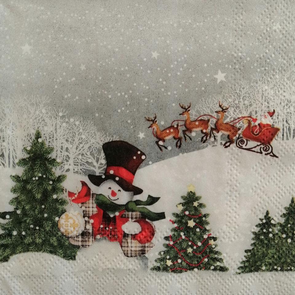 tovaglioli per decoupage pupazzo neve nel bosco arti e grafica busta da 2 pezzi 25x25