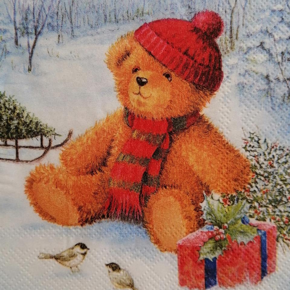 tovaglioli per decoupage orsetto sulla neve arti e grafica busta da 2 pezzi 25x25