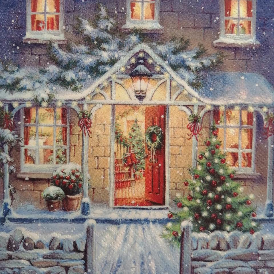 tovaglioli per decoupage babbo natale casa con addobbi natalizi arti e grafica busta da 2 pezzi 33x33