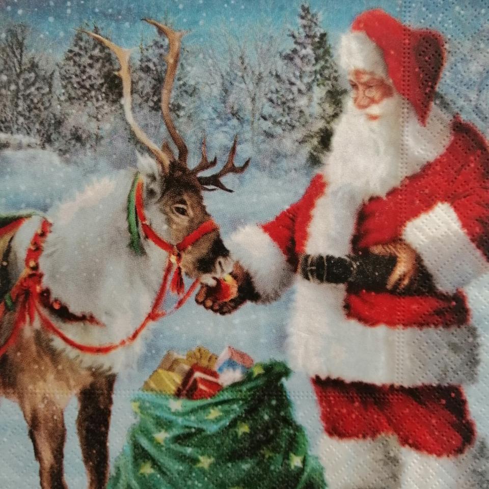 tovaglioli per decoupage babbo natale e renna nei boschi arti e grafica busta da 2 pezzi 33x33