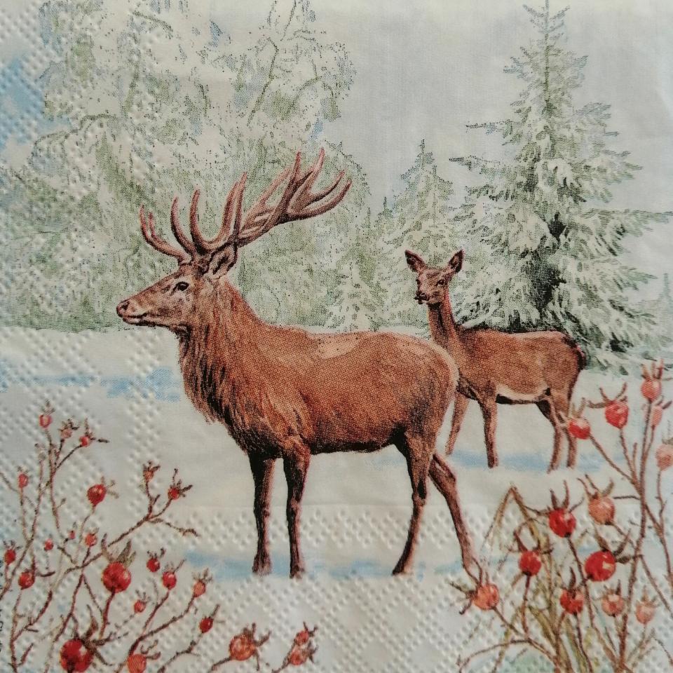 tovaglioli per decoupage renne sulla neve arti e grafica busta da 2 pezzi 33x33