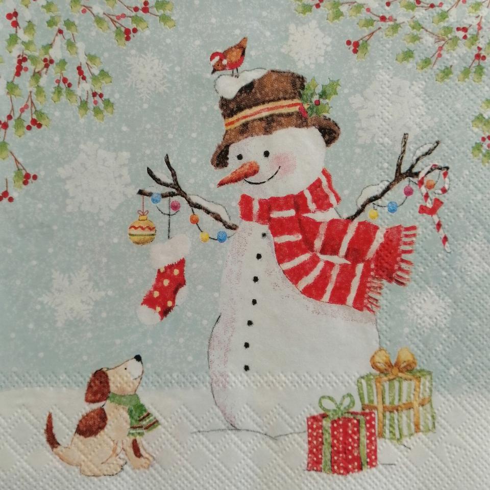 tovaglioli per decoupage pupazzo di neve addobbato arti e grafica busta da 2 pezzi 33x33