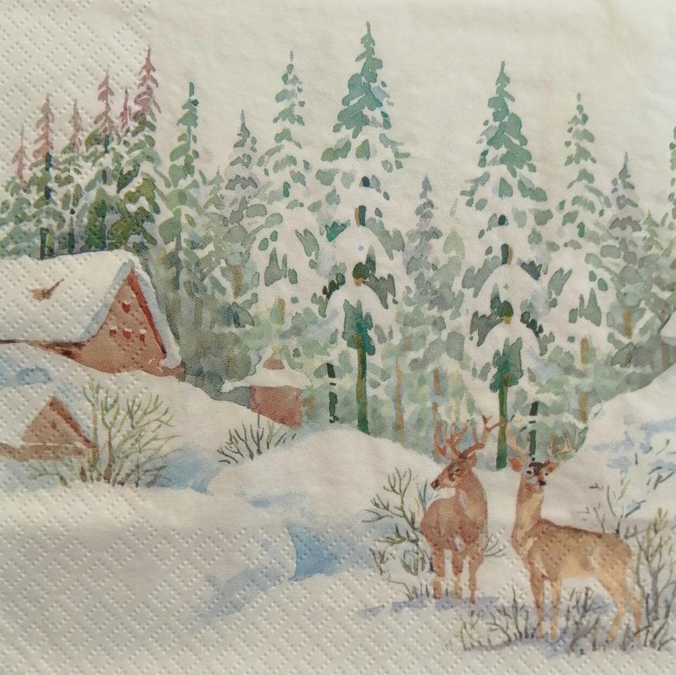 tovaglioli per decoupage renne nel bosco arti e grafica busta da 2 pezzi 33x33
