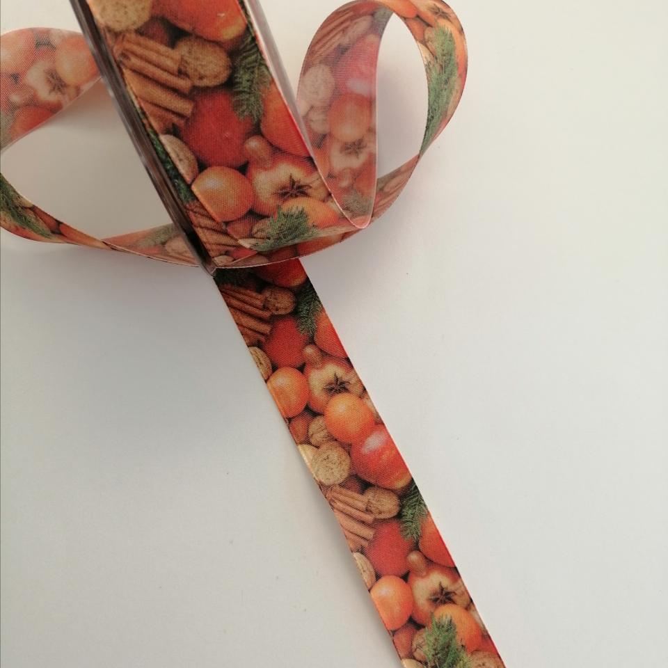 nastro cotone effetto fotografico frutti secchi Goldina 40 mm per 1 mt