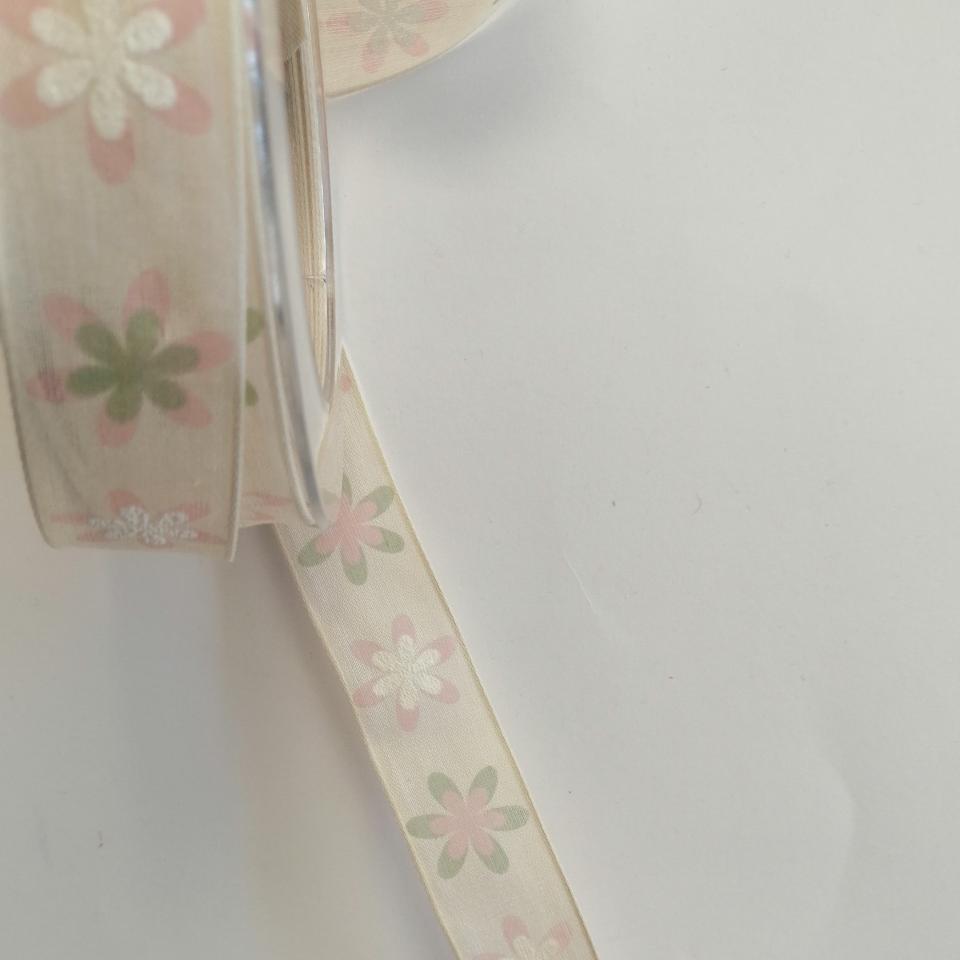 nastro panna con fiori goldina 25 mm x 1 metro