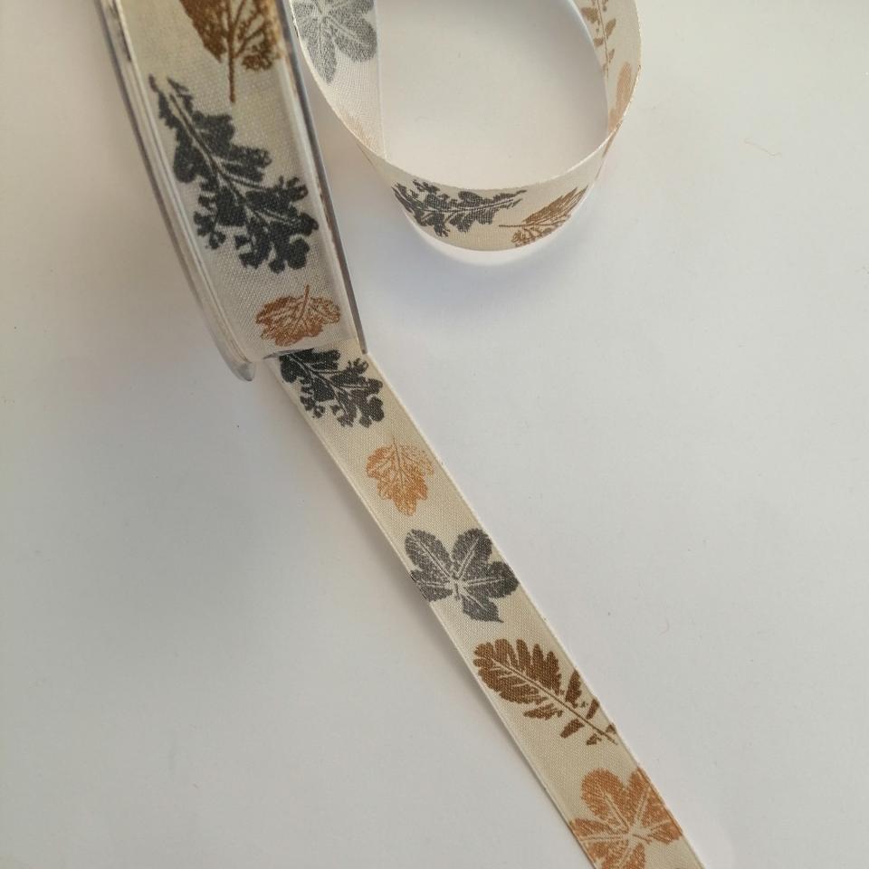 nastro beige con foglie Goldina 25 mm x 1 metro
