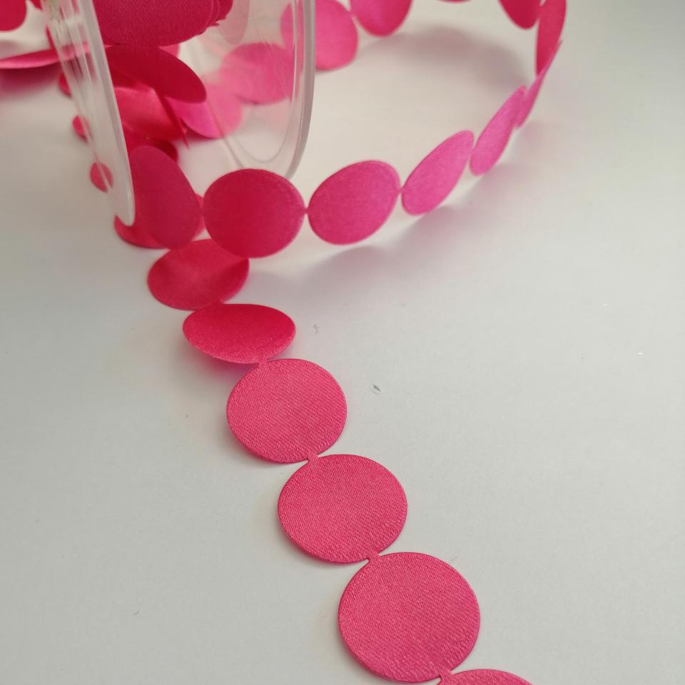 nastro raso cerchi fucsia Stafil 25 mm per 1 mt