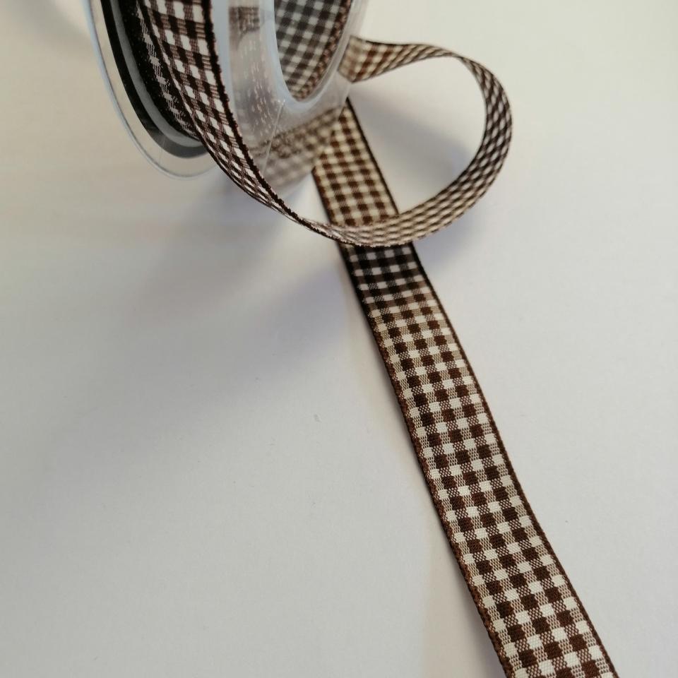 nastro quadrucci marrone e bianco goldina 15 mm x 1mt nastri