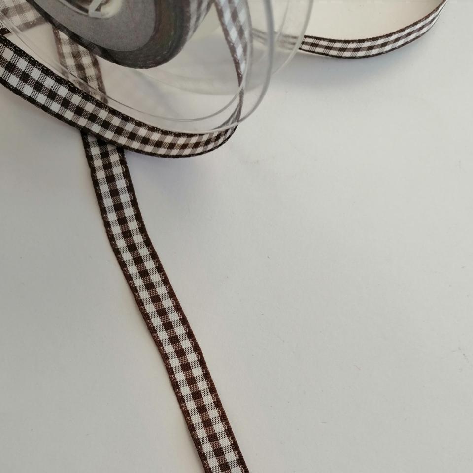 Nastro quadrucci marrone  e bianco Stafil 10 mm x 1 mt