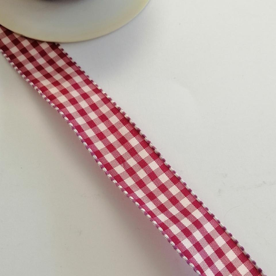 nastro quadrucci bordeaux   e bianco Stafil 25 mm x 1 mt