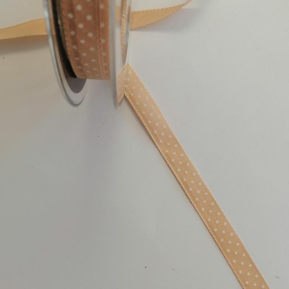 nastro beige con pois bianco Goldina 10 mm per 1 mt