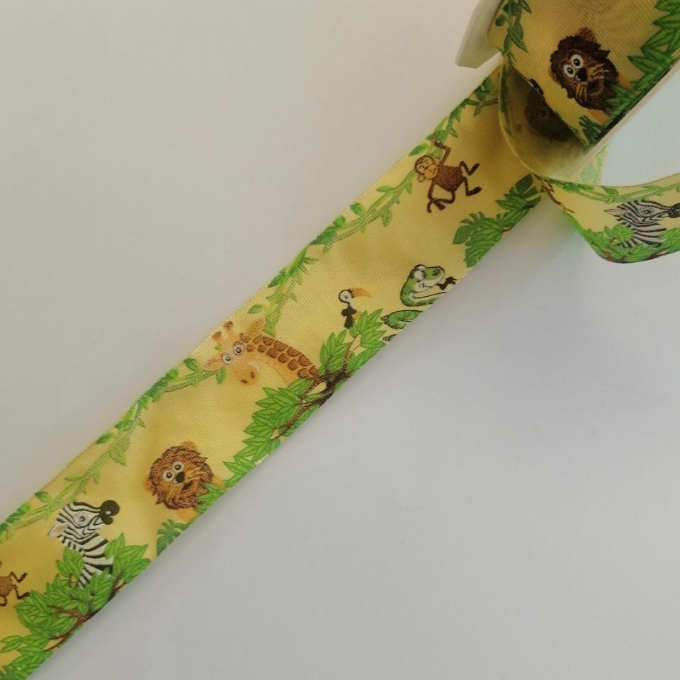 nastro giallo con animali giungla Stafil 40 mm x 1mt