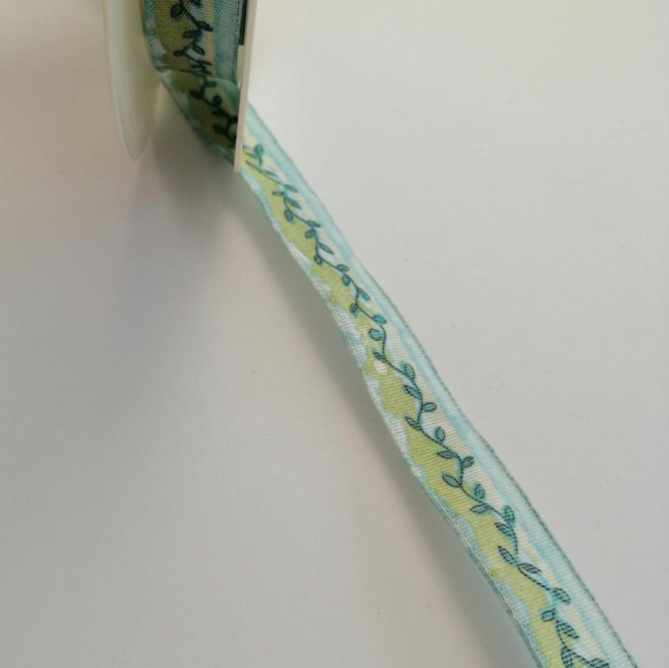 nastro verde con foglie  stafil 15 mm x 1 metro