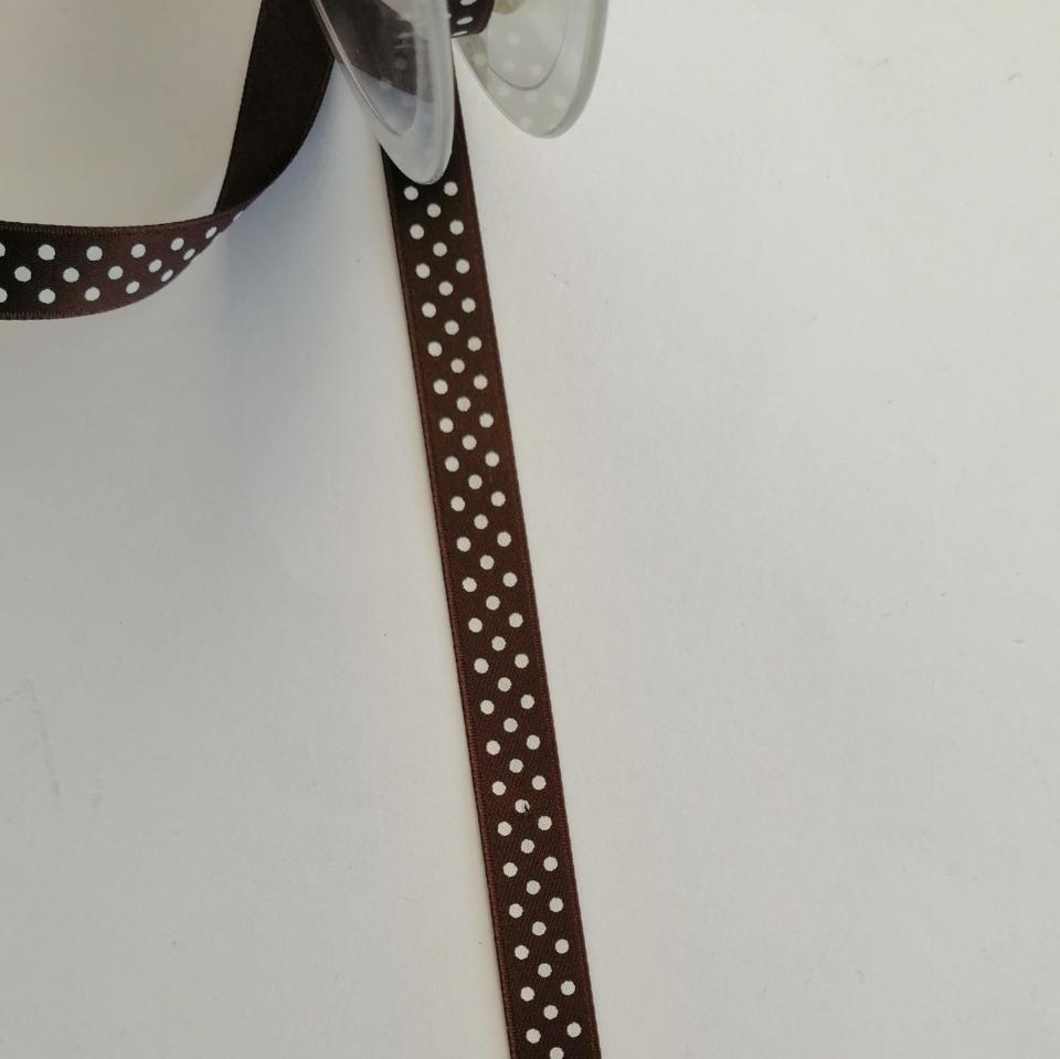 nastro marrone con pois bianchi Stafil 10 mm per 1 mt