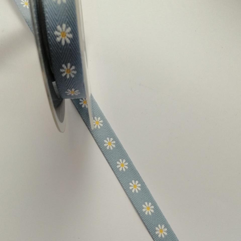 nastro celeste medio con margherite bianche goldina 15 mm x 1 mt