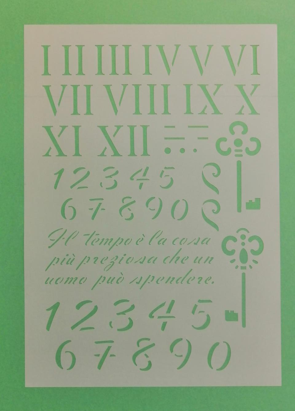Stencil numeri e frase stamperia 21x29