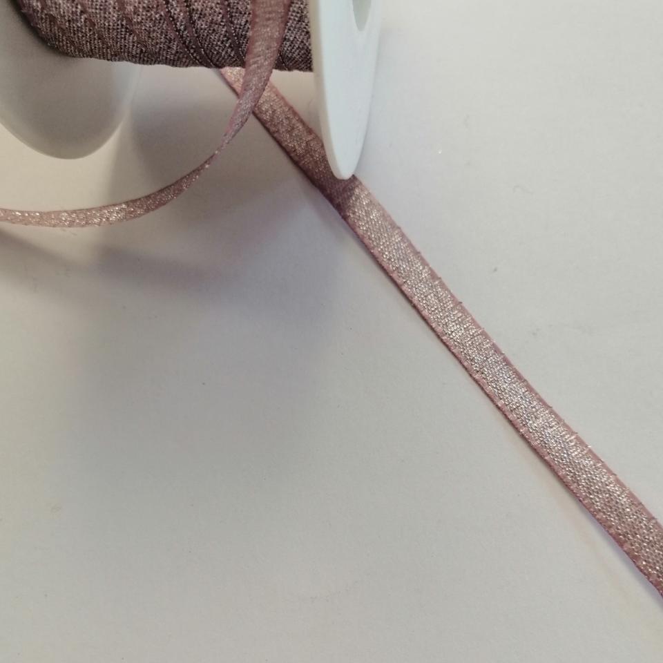 nastro rosa cipria metallic goldina 5 mm per 1mt