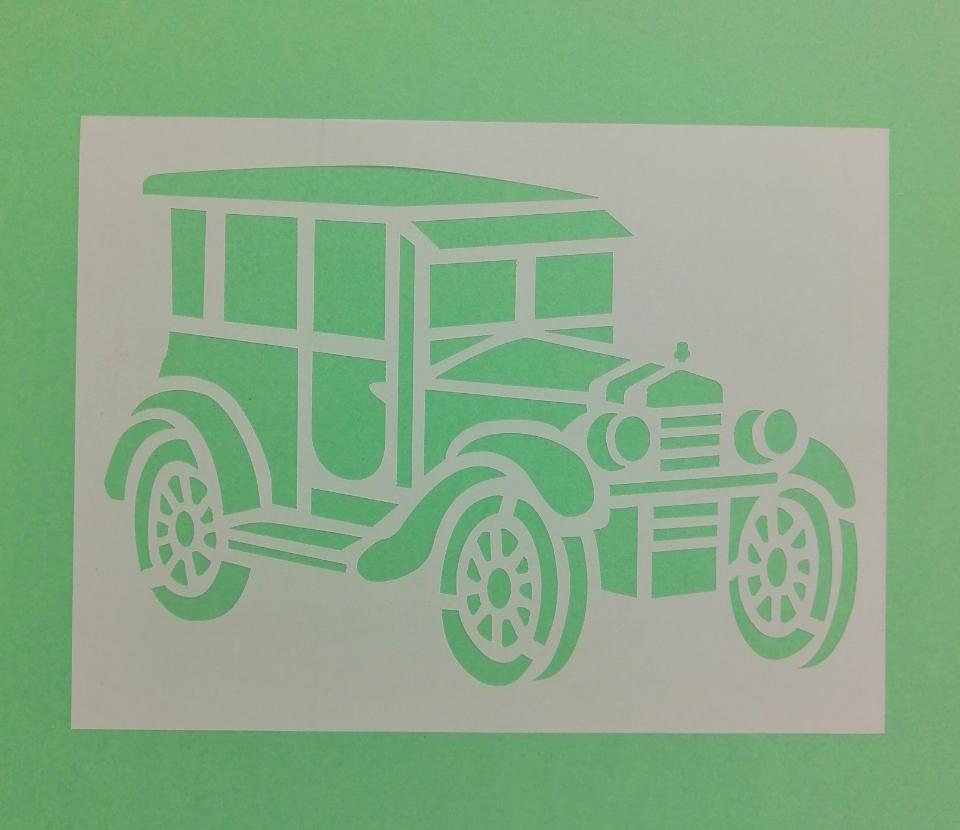 Stencil con macchina d'epoca  stamperia 15 x 20
