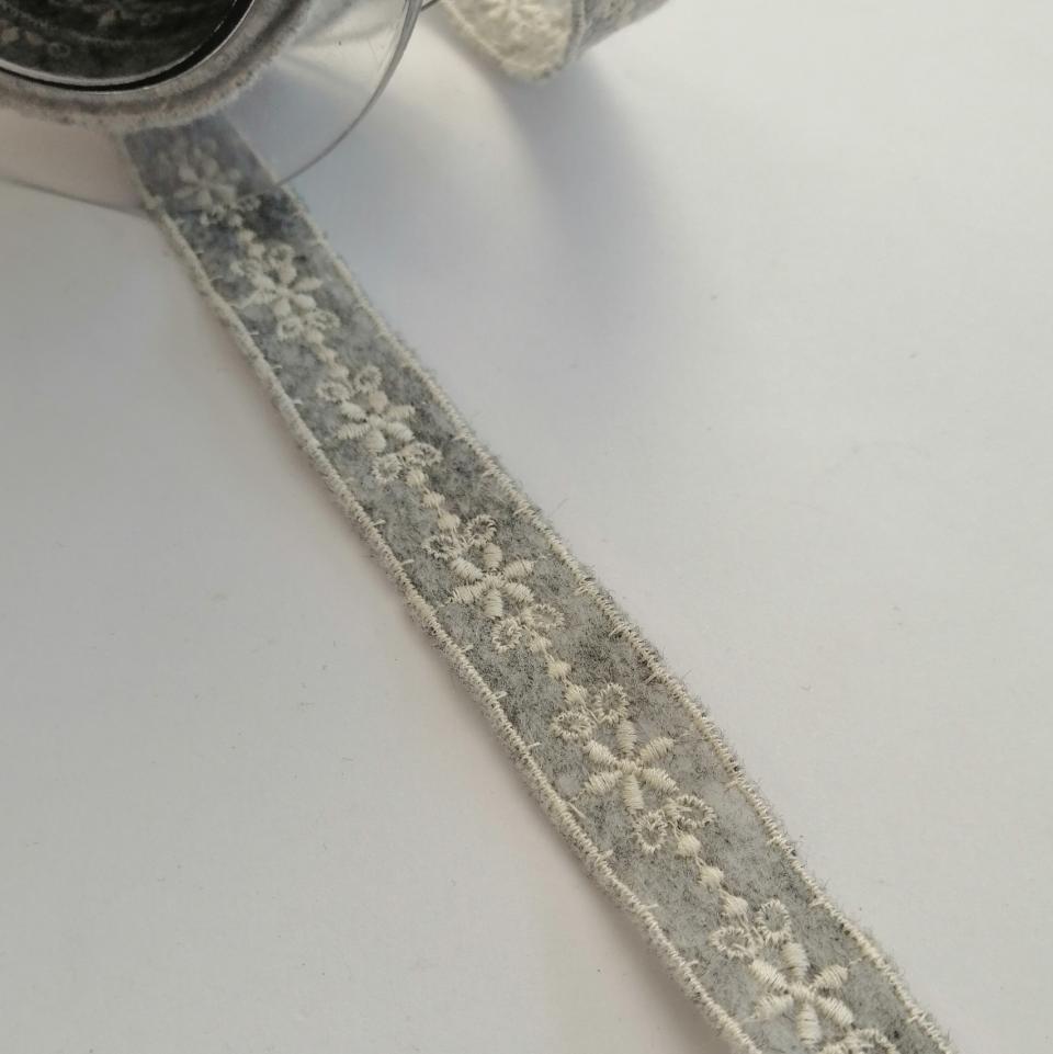 nastro pizzo in feltro grigio Stafil 15 mm x 1 metro