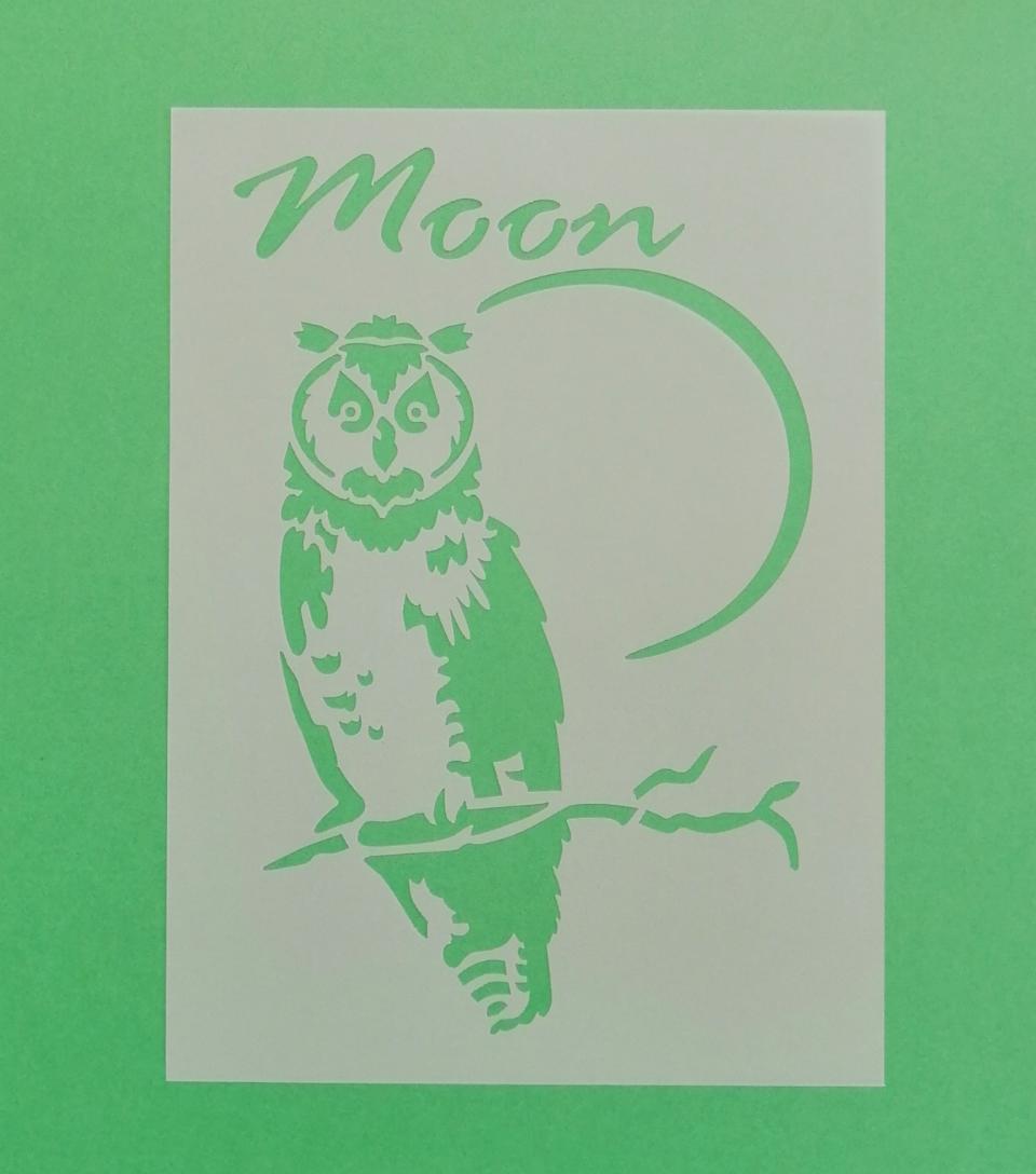 Stencil con gufo sul ramo stamperia 15 x 20