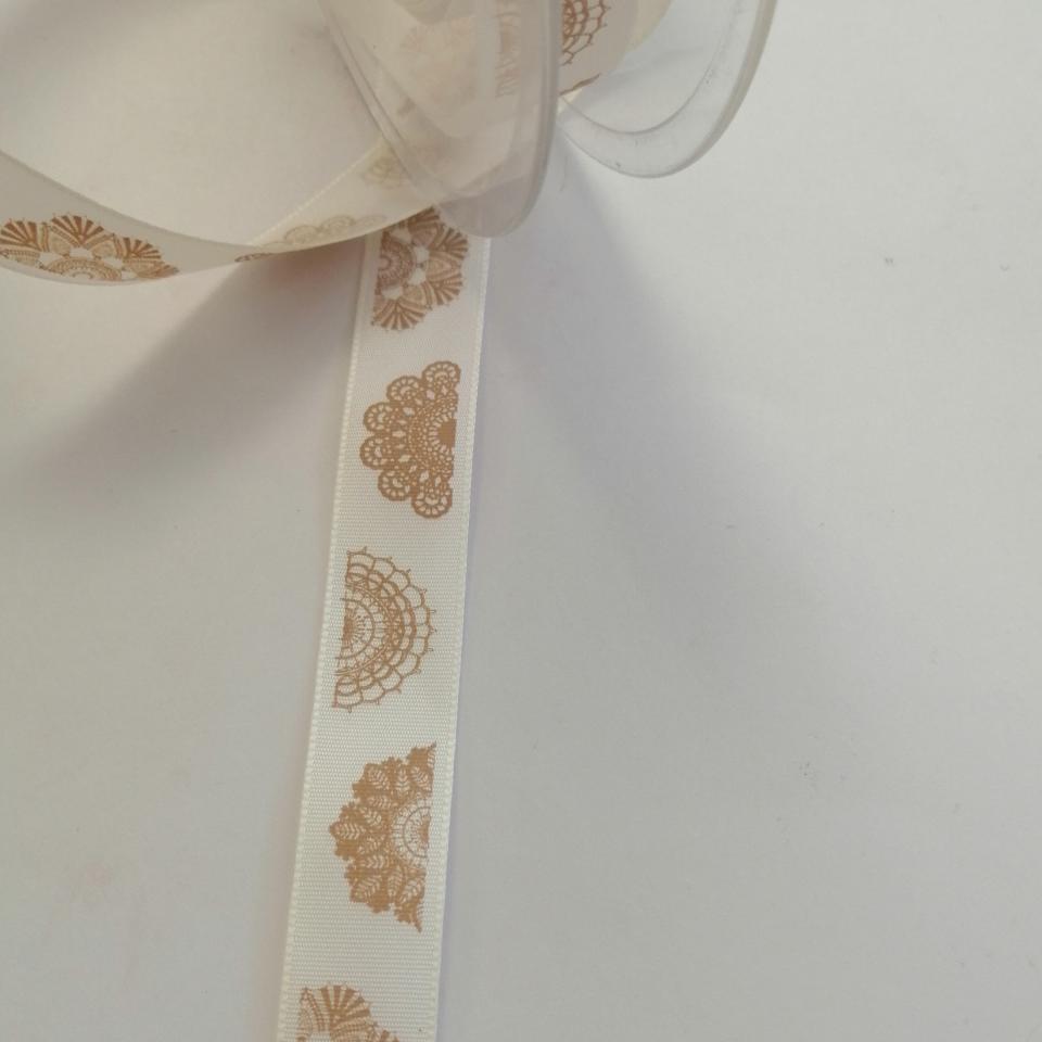 nastro shabby avorio con decori Stafil 15 mm per 1 mt