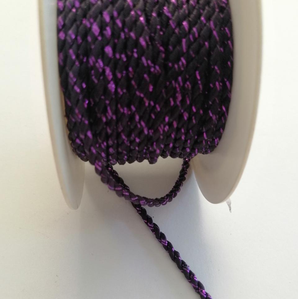 cordoncino viola con filo lurex rayher 3mm x 1 mt