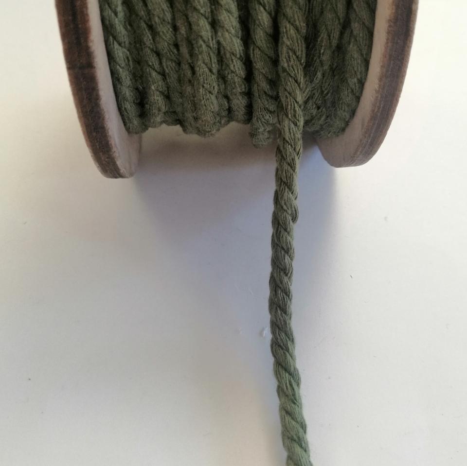 cordino cotone riciclato verde oliva nastri di mirta  5mm x1 mt