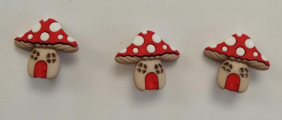 Bottoni decorativi in resina a forma di funghi Stafil busta da 3 pezzi 3 cm circa